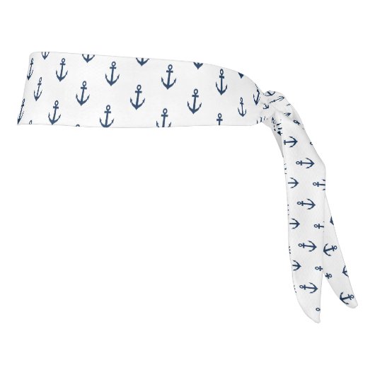 ボート航海のいかりネイビー青と白のプリント タイヘッドバンド (回転90)