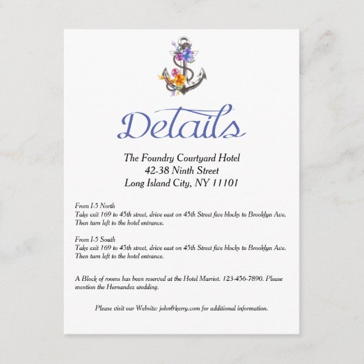 ボート航海のいかりフローラ詳細方向 エンクロージャーカード (正面)