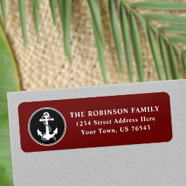 ボート航海のいかりロープ白黒レッドアドレス ラベル