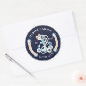 ボート航海のいかり海洋開花花のロゴ ラウンドシール (封筒)