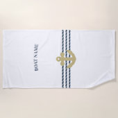 ボート航海のいかり、ロープ ビーチタオル (正面)