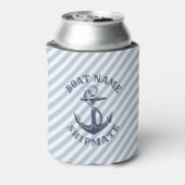 ボート航海ののパーソナライズされた船乗り仲間とのいかり 缶クーラー (缶裏面)