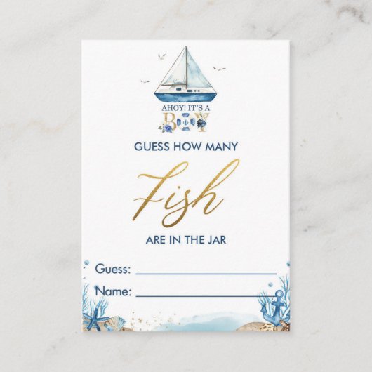 ボート航海のはJarゲームカード内の魚の数を推測 エンクロージャーカード (正面)