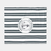 ボート航海のキャプテン名いかりブルーホワイト フリースブランケット (正面(横))