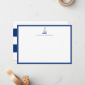 ボート航海のネイビーカスタムノートカード ノートカード (正面/裏面インサイチュ)