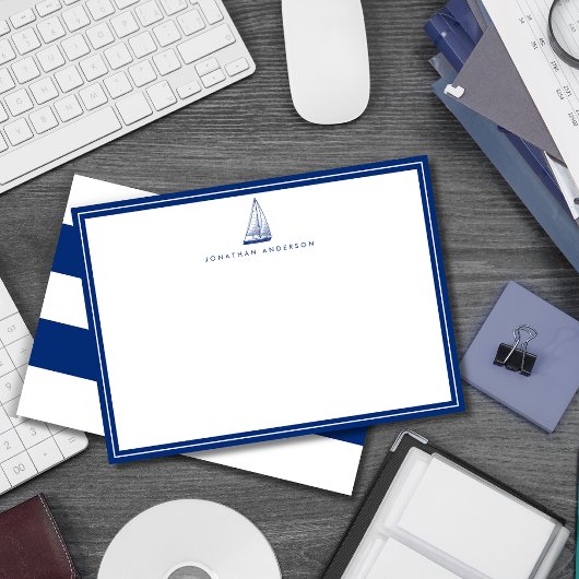 ボート航海のネイビーカスタムノートカード ノートカード