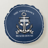 ボート航海のビーチハウスいかりファミリーネームエスト ラウンドクッション (正面)