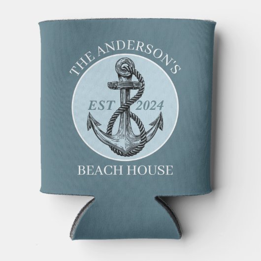 ボート航海のビーチハウスいかりファミリーネームエスト 缶クーラー (正面)