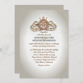 ボート航海のホイールとラブハートの結婚招待 招待状 (正面/裏面)