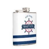 ボート航海のホイール、ネイビーブルーストライプの フラスク (右)