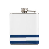 ボート航海のホイール、ネイビーブルーストライプの フラスク (裏面)