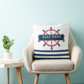 ボート航海のホイール、ネイビーブルーストライプホイール クッション (椅子)