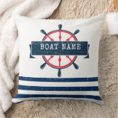 ボート航海のホイール、ネイビーブルーストライプホイール クッション (ブランケット)