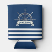 ボート航海のホイール、ネイビーブルーストライプホイール 缶クーラー (裏面)