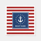 ボート航海の名いかりスターストライプズRWB スタンダードカクテルナプキン (正面)