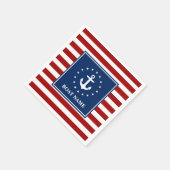 ボート航海の名いかりスターストライプズRWB スタンダードカクテルナプキン (角)