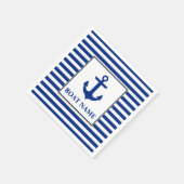 ボート航海の名いかりストライプの スタンダードカクテルナプキン (角)