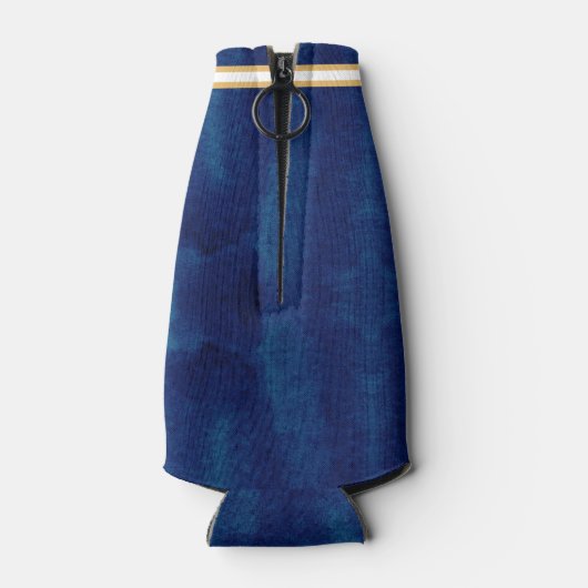 ボート航海の名いかりネイビーブルーとイエロー ボトルクーラー (裏面)