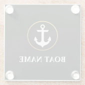 ボート航海の名いかりブラック金ゴールド ガラスコースター (裏面)