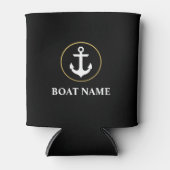 ボート航海の名いかりブラック金ゴールド 缶クーラー (正面)