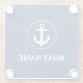 ボート航海の名いかりブルー金ゴールド ガラスコースター (裏面)