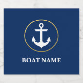 ボート航海の名いかりブルー金ゴールド ビールラベル (シングルラベル)