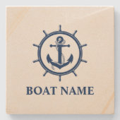 ボート航海の名いかりホイール ストーンコースター (正面)