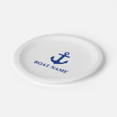 ボート航海の名いかりホワイト ペーパープレート (アングル)