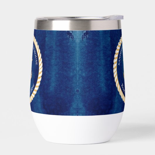 ボート航海の名いかりロープネイビーブルーイエロー (左面)