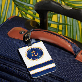 ボート航海の名いかりロープネイビーブルーイエロー ラゲッジタグ