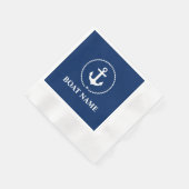 ボート航海の名いかりロープネイビーブルーカクテル 縁ありカクテルナプキン (角)