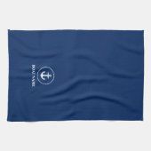 ボート航海の名いかりロープネイビーブルー キッチンタオル (横)