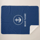 ボート航海の名いかりロープネイビーブルー シェルパブランケット (正面(横))