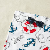 ボート航海の名いかりロープネイビーブルー ビーチタオル (インサイチュ)