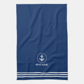 ボート航海の名いかりロープブルーストライプの キッチンタオル (縦)