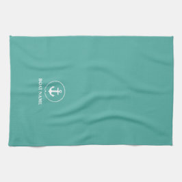 ボート航海の名いかりロープ キッチンタオル