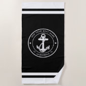 ボート航海の名いかり任意の色のカスタム ビーチタオル (正面)