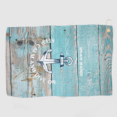 ボート航海の名いかり素朴ウッド ゴルフタオル (横)