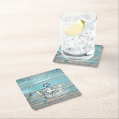 ボート航海の名いかり素朴ウッド スクエアペーパーコースター (インサイチュ)