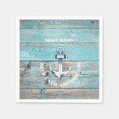 ボート航海の名いかり素朴ウッド スタンダードカクテルナプキン (正面)