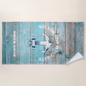 ボート航海の名いかり素朴ウッド ビーチタオル (正面)