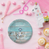 ボート航海の名いかり素朴ウッド ペーパープレート (パーティー)