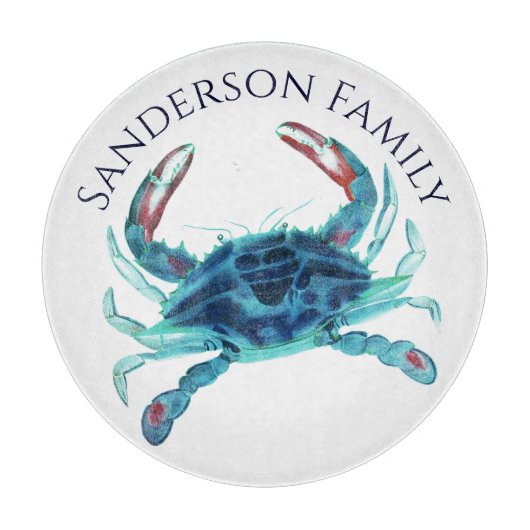 ボート航海の名ティール（緑がかった色）カニ カッティングボード (正面)