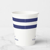 ボート航海の名ネイビーブルー白いかりストライプズ 紙コップ (右)