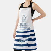 ボート航海の名、いかりシーネイビーブルーストライプの エプロン (インサイチュ)