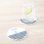 ボート航海の名、いかりシーネイビーブルーストライプの コースター (側面)