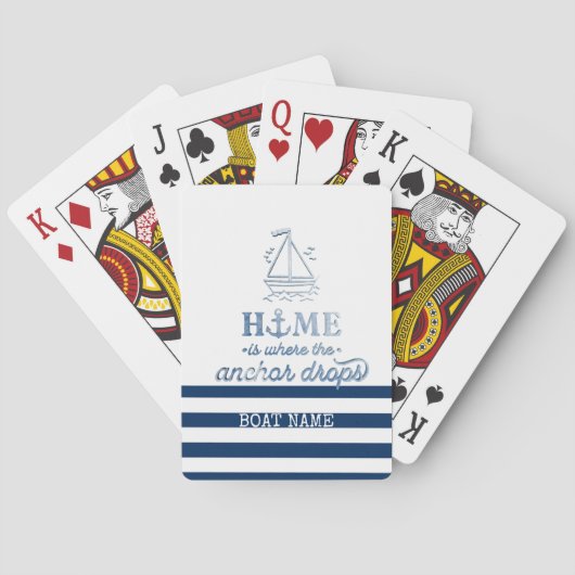 ボート航海の名、いかりシーネイビーブルーストライプの トランプ (裏面)