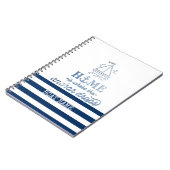 ボート航海の名、いかりシーネイビーブルーストライプの ノートブック (左側)