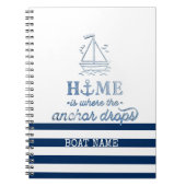 ボート航海の名、いかりシーネイビーブルーストライプの ノートブック (正面)
