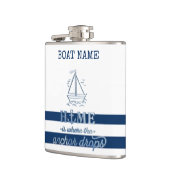ボート航海の名、いかりシーネイビーブルーストライプの フラスク (左)